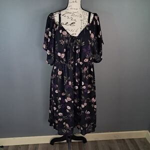TORRID Plus Size 1 Black And Purple Floral Off The Shoulder Dress